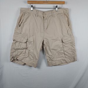 Tommy Hilfiger Men’s Khaki Cargo Shorts Size 36 • Cotton Flat‑Front, Outdoor Sty
